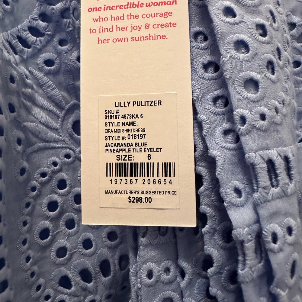 NWT LILLY PULITZER EIRA MIDI SHIRTDRESS SIZE 6 JACARANDA BLUE PINEAPPLE TILE EYE - Picture 6 of 15